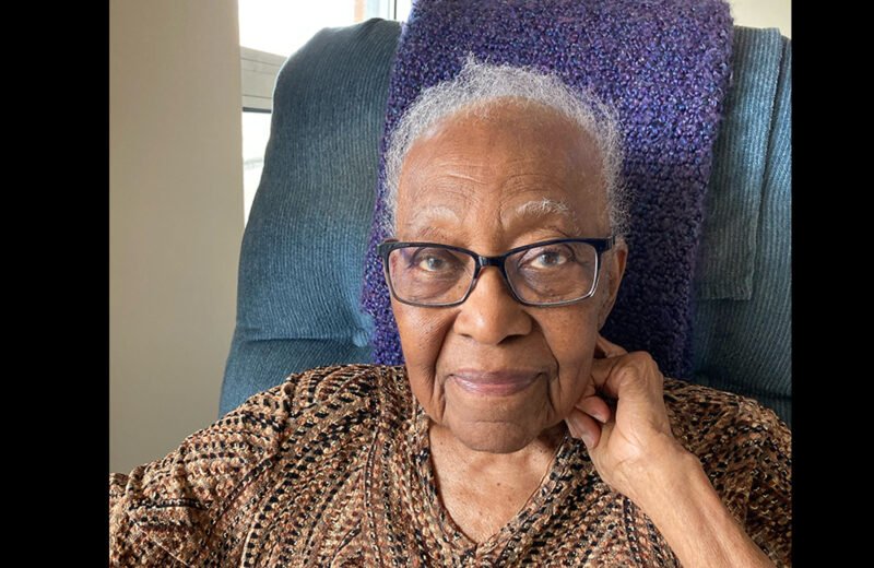 At 109 years old, Mrs. Una Adams  enjoys  reading and African violets